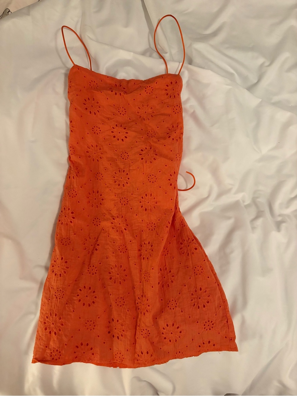 White Fox Orange Eyelet Mini Dress - Women's Sun Dress